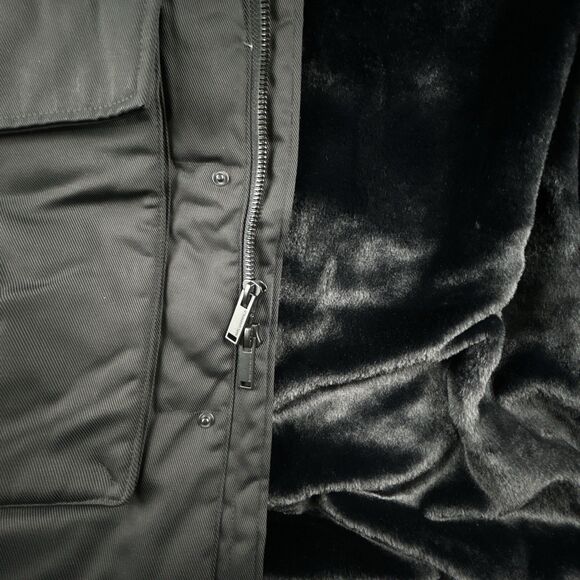 Karl Lagerfeld Paris Down Parka Mens Sz L Black Faux Fur Lined NWOT MSRP $695 - Picture 11 of 15